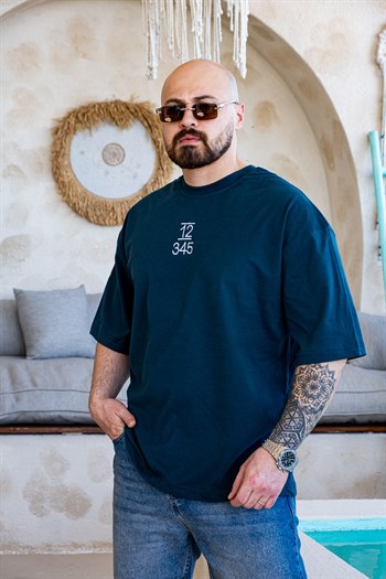 Botanik Pul Detaylı Sırt Baskılı Oversize T-Shirt (TSM80)