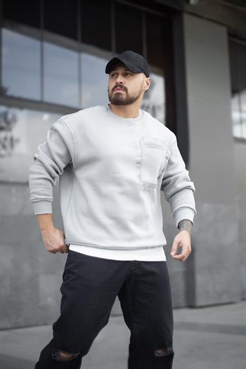 Cep Detaylı Şardonlu Oversize Sweatshirt (SVTG09)
