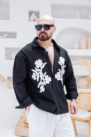 Çiçek Baskılı Rahat Kalıp Gömlek (GMS91)