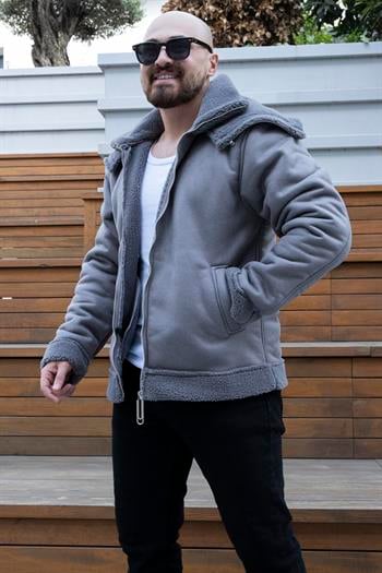 Çift Yaka İçi Kürklü Nubuk Mont (MTG09)