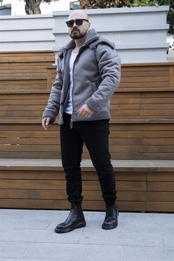 Çift Yaka İçi Kürklü Nubuk Mont (MTG09)