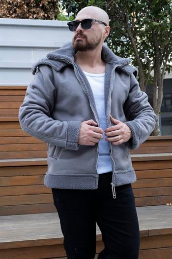 Çift Yaka İçi Kürklü Nubuk Mont (MTG09)