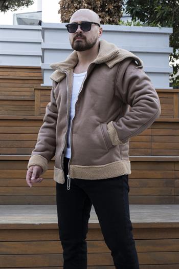 Çift Yaka İçi Kürklü Nubuk Mont (MTKA09)