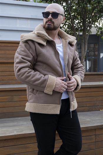 Çift Yaka İçi Kürklü Nubuk Mont (MTKA09)