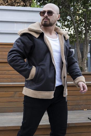 Çift Yaka İçi Kürklü Nubuk Mont (MTS09)