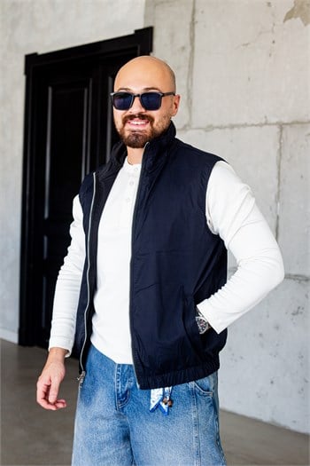 Çirf Taraflı Siyah Lacivert Spor Yelek (MEVSL80)
