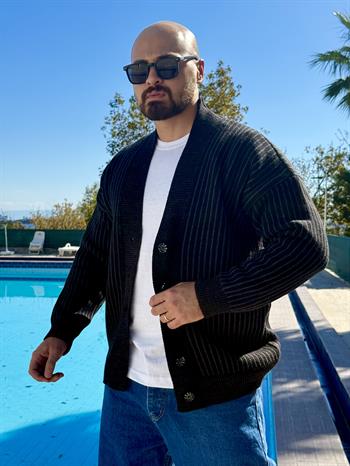 Çizgi Detaylı Rahat Kalıp Hırka (MEVS53)