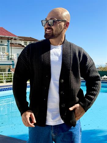 Çizgi Detaylı Rahat Kalıp Hırka (MEVS53)