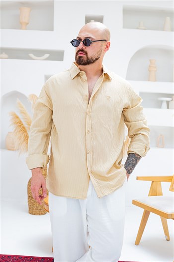 Çizgili Likralı Model Kumaş Gömlek(GMK134)