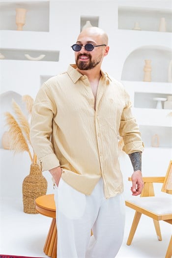 Çizgili Likralı Model Kumaş Gömlek(GMK134)