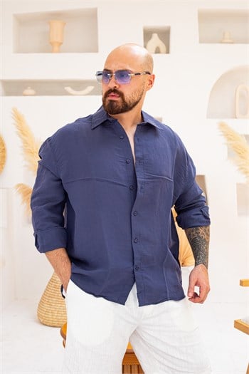 Çizgili Telsel Kumaş Gömlek (GML145)