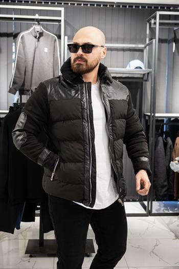 Deri Detaylı Mont (İGS03)