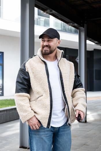 Deri Detaylı Peluş Mont (MTK13)