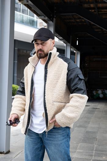 Deri Detaylı Peluş Mont (MTK13)