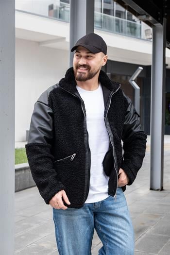 Deri Detaylı Peluş Mont (MTS13)