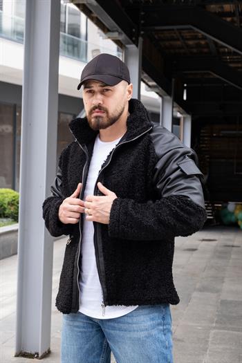 Deri Detaylı Peluş Mont (MTS13)
