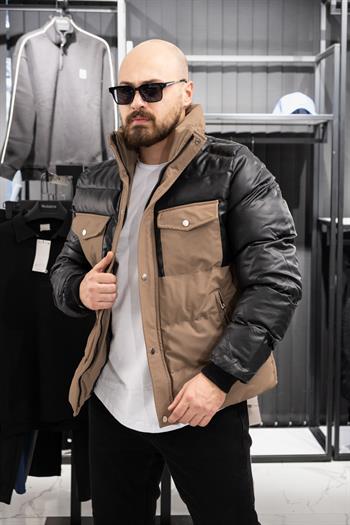 Deri Detaylı Şişme Mont (İGKR06)