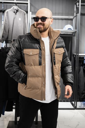 Deri Detaylı Şişme Mont (İGKR06)