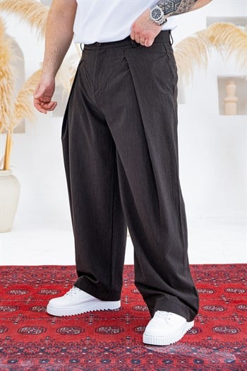 Derin Pileli Geniş Paça Baggy Kumaş Pantolon (JGKA57)