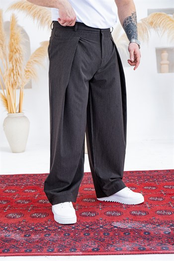 Derin Pileli Geniş Paça Baggy Kumaş Pantolon (JGKA57)
