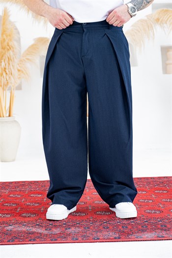 Derin Pileli Geniş Paça Baggy Kumaş Pantolon (JGL57)