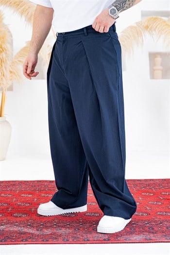 Derin Pileli Geniş Paça Baggy Kumaş Pantolon (JGL57)