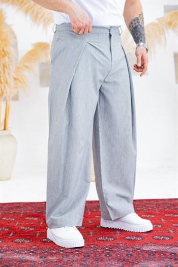 Derin Pileli Geniş Paça Baggy Kumaş Pantolon (JGG57)