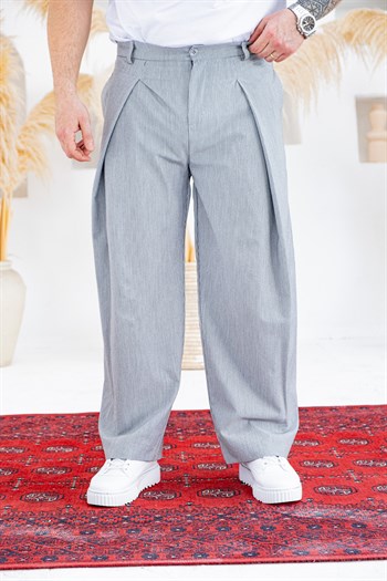 Derin Pileli Geniş Paça Baggy Kumaş Pantolon (JGG57)