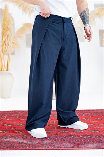 Derin Pileli Geniş Paça Baggy Kumaş Pantolon (JGL57)