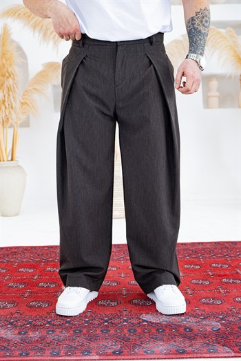Derin Pileli Geniş Paça Baggy Kumaş Pantolon (JGKA57)