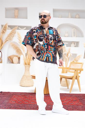 Desenli Dubble Hürrem Kumaş Oversize Gömlek (GM103)