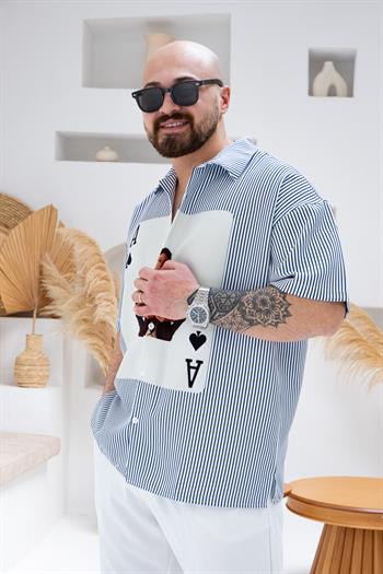 Desenli Dubble Hürrem Kumaş Oversize Gömlek (GM73)