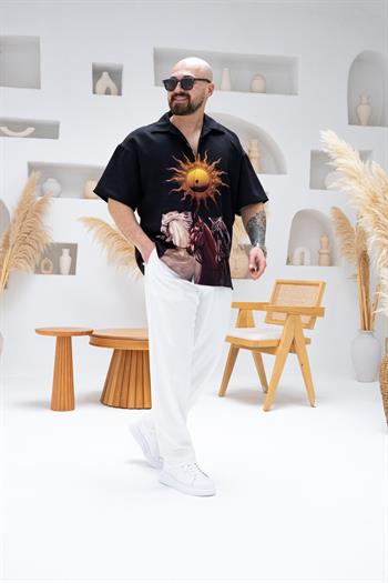 Desenli Dubble Hürrem Kumaş Oversize Gömlek (GM71)