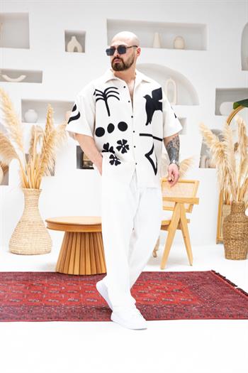 Desenli Dubble Hürrem Kumaş Oversize Gömlek (GM102)