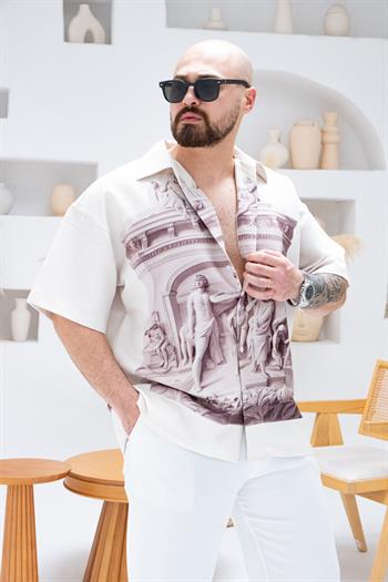 Desenli Dubble Hürrem Kumaş Oversize Gömlek (GM70)
