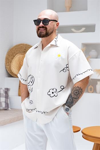 Desenli Dubble Hürrem Kumaş Oversize Gömlek (GM69)
