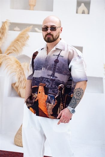 Desenli Dubble Hürrem Kumaş Oversize Gömlek (GM110)