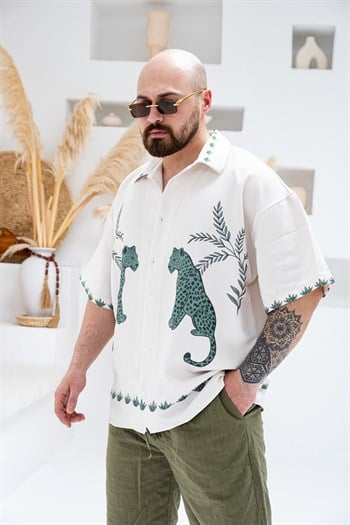 Desenli Dubble Hürrem Kumaş Oversize Gömlek (GM121)