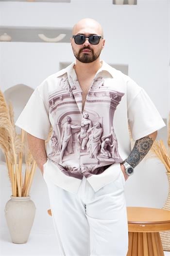 Desenli Dubble Hürrem Kumaş Oversize Gömlek (GM70)