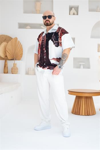 Desenli Dubble Hürrem Kumaş Oversize Gömlek (GM87)