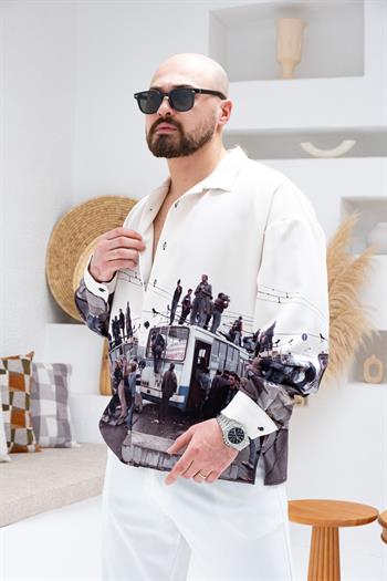 Desenli Dubble Hürrem Kumaş Oversize Gömlek (GM77)