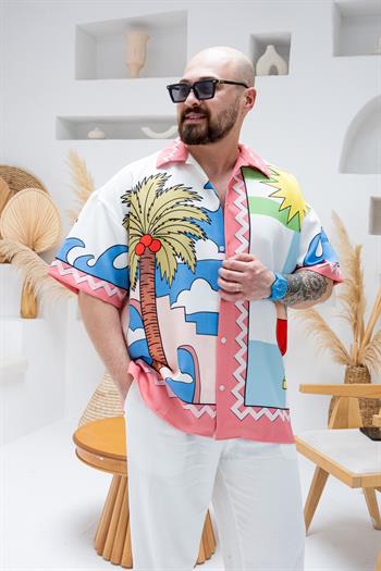 Desenli Dubble Hürrem Kumaş Oversize Gömlek (GM94)