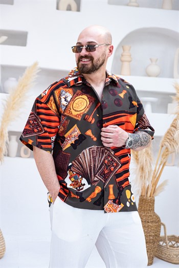 Desenli Dubble Hürrem Kumaş Oversize Gömlek (GM111)