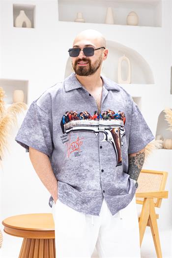 Desenli Dubble Hürrem Kumaş Oversize Gömlek (GM101)