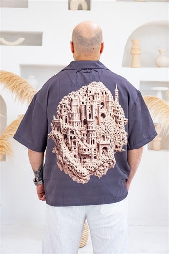 Desenli Dubble Hürrem Kumaş Oversize Gömlek (GM124)