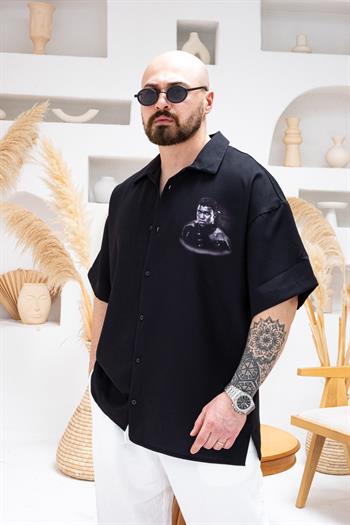 Desenli Dubble Hürrem Kumaş Oversize Gömlek (GM107)