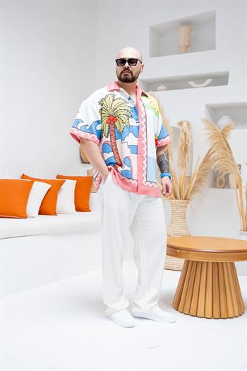 Desenli Dubble Hürrem Kumaş Oversize Gömlek (GM94)