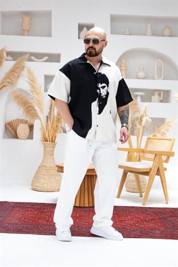 Desenli Dubble Hürrem Kumaş Oversize Gömlek (GM104)