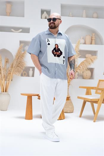 Desenli Dubble Hürrem Kumaş Oversize Gömlek (GM73)