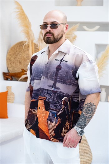 Desenli Dubble Hürrem Kumaş Oversize Gömlek (GM110)